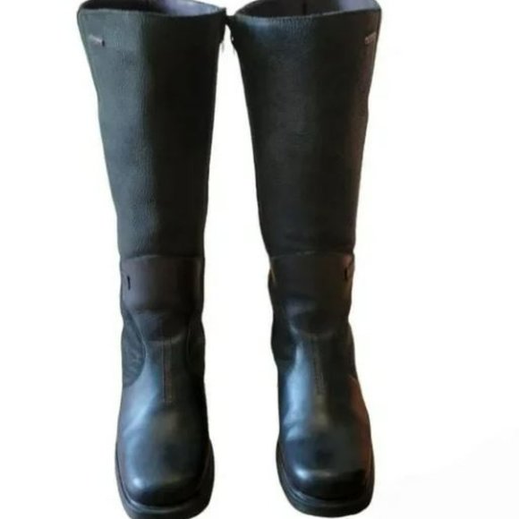 Anfibio Tall Knee-High Square Toe Leather Black Boots Size 8. - Picture 3 of 13